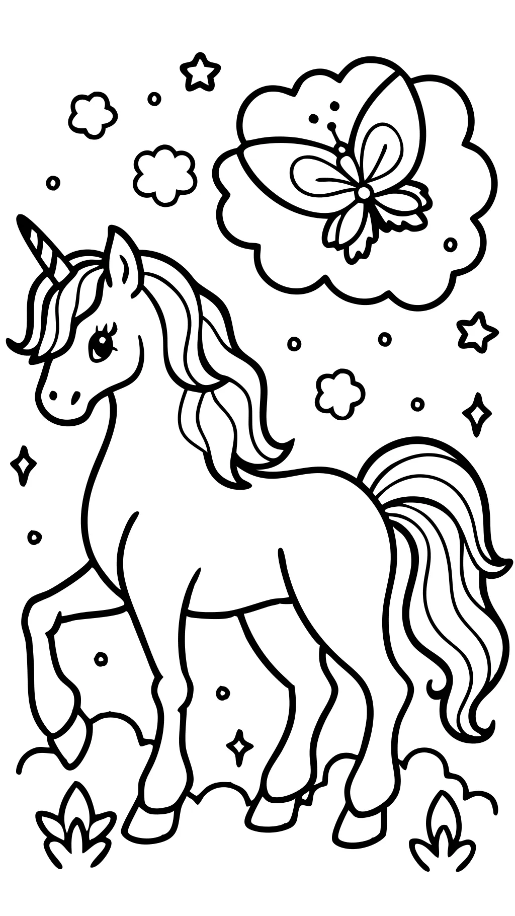 Páginas para colorear de unicornios y pegaso